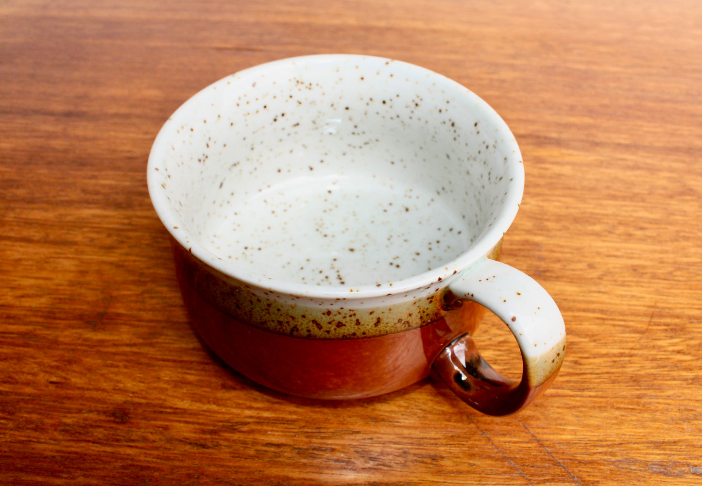 1970s Otagiri Soup Mug, Layered Glossy Glazes of Speckled Grey, Rusty Red, & Olive-ish Green - Shōwa Period Japan