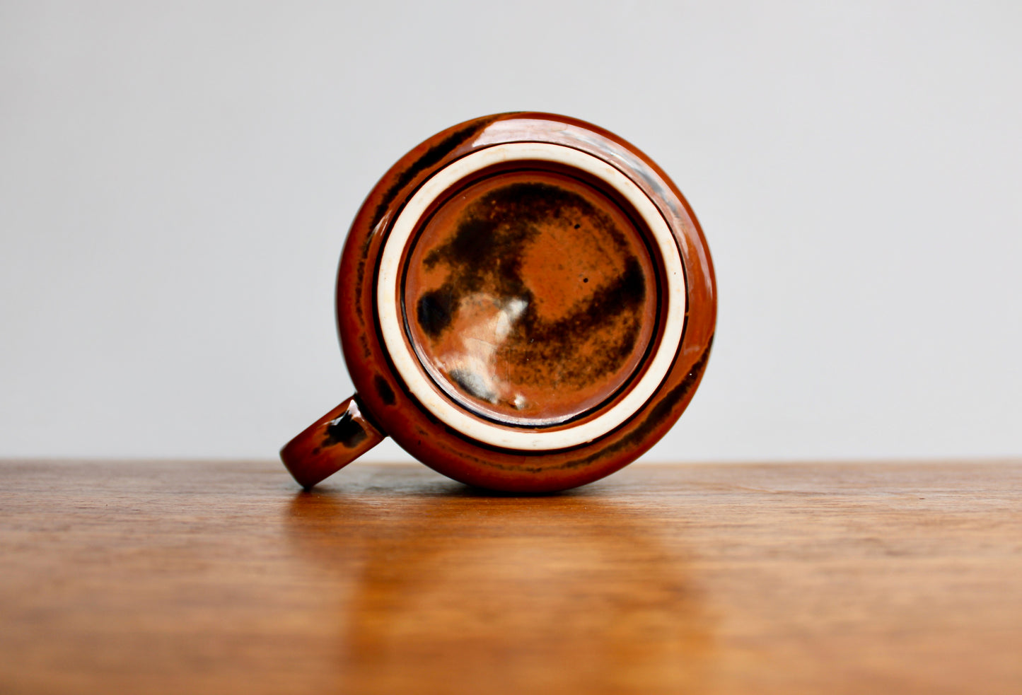 1970s Otagiri Soup Mug, Layered Glossy Glazes of Speckled Grey, Rusty Red, & Olive-ish Green - Shōwa Period Japan