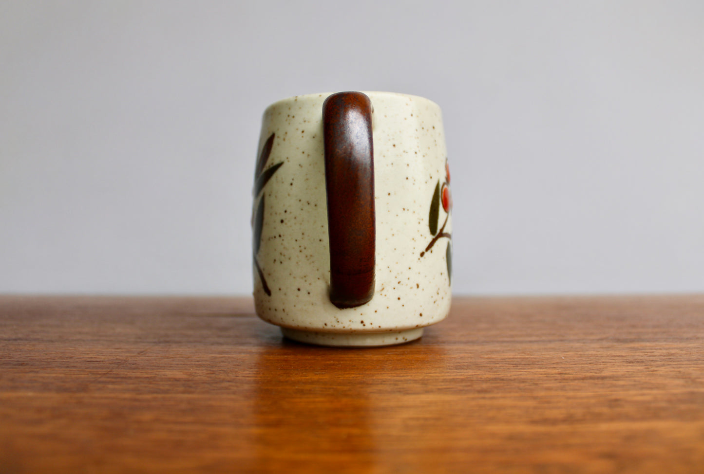 Otagiri Mid Century Japanese OMC Bittersweet Vellum Glazed Stoneware Mug, Orange & Yellow Berries w/ Dark Verdant Leaves in Relief - A Textural Wonderland of a Mug