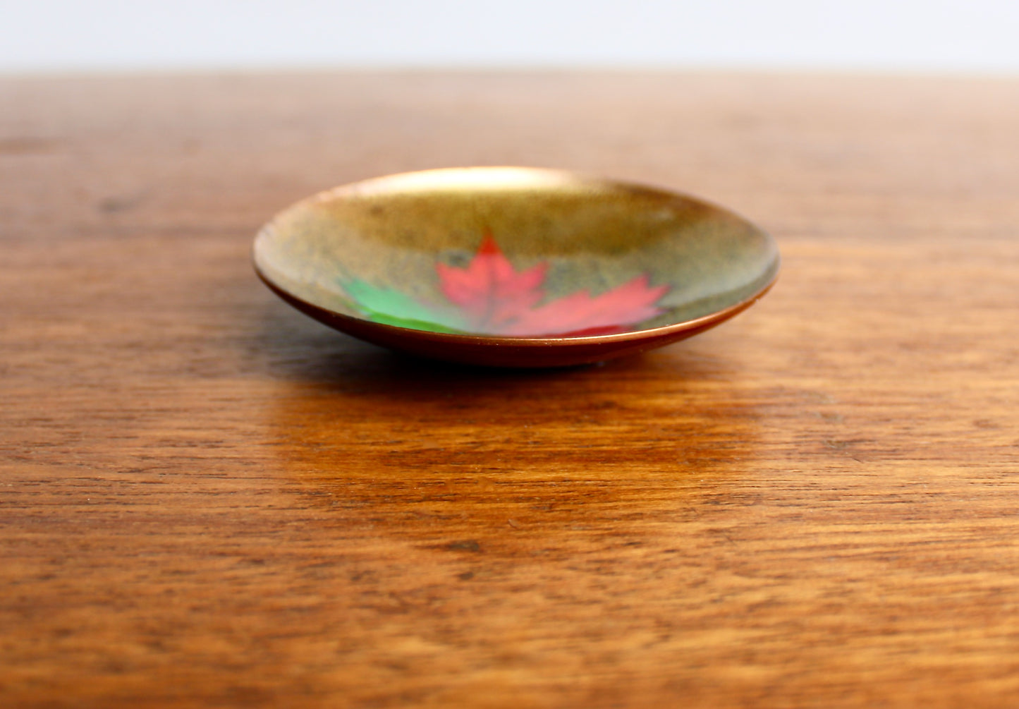 3" Jules Pierre Canadian Enamelware Artist - Petite Maple Leaf Form - Vintage Porcelain Enameled Copper