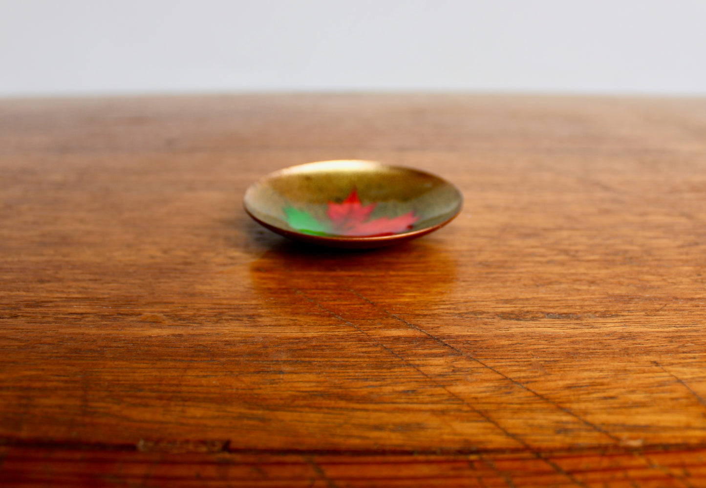 3" Jules Pierre Canadian Enamelware Artist - Petite Maple Leaf Form - Vintage Porcelain Enameled Copper