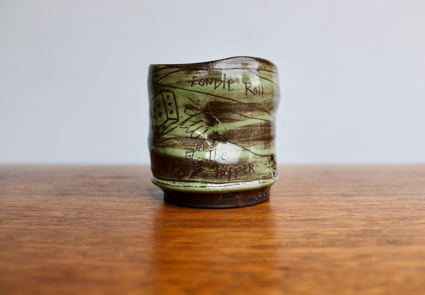 Bunko Baby Yunomi Teacup - Oh Baby - Fondle Roll - The Hopper & "Milk Milk Lemonade - Around the Corner Fudge is Made", Handcrafted Studio Pottery