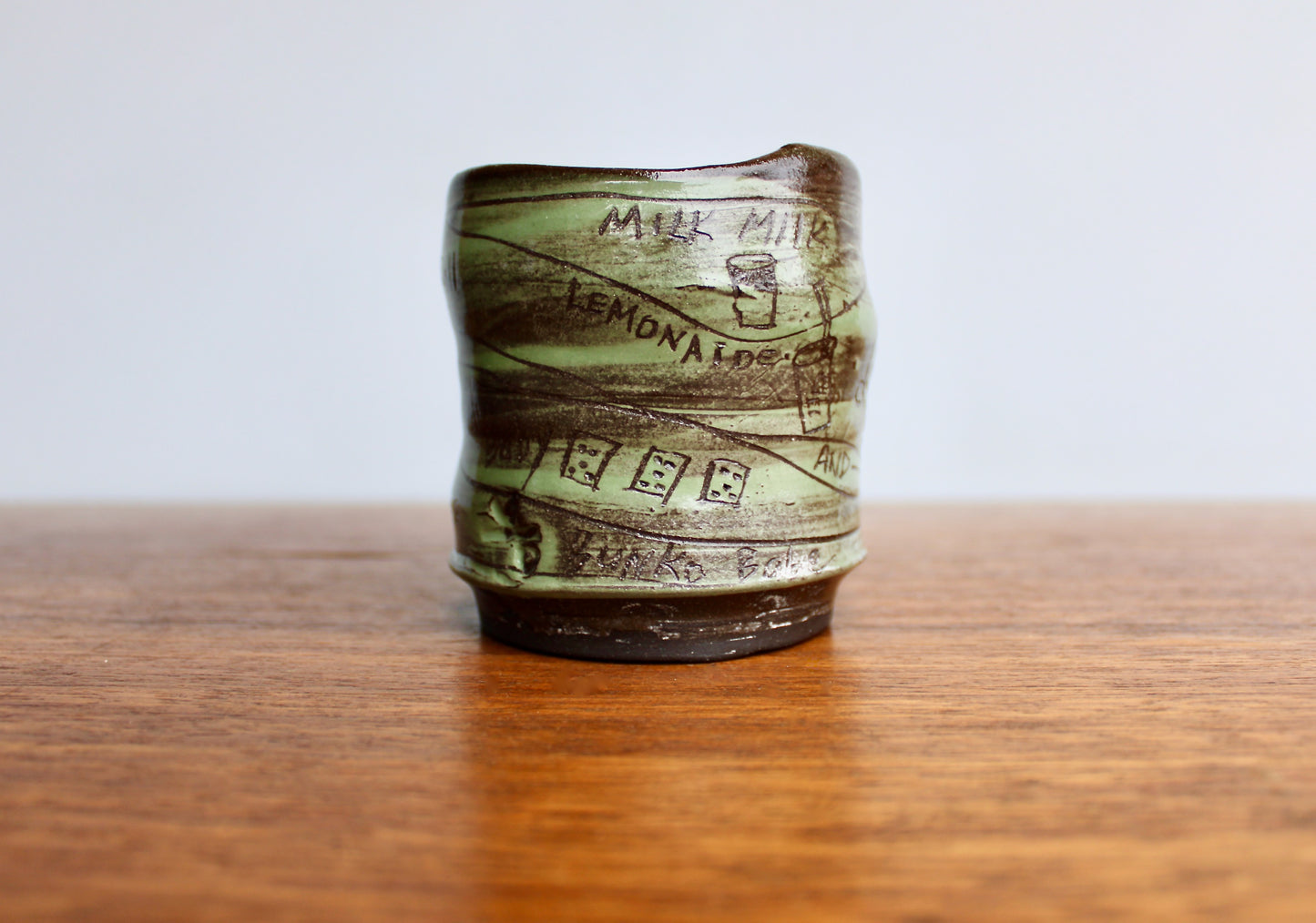 Bunko Baby Yunomi Teacup - Oh Baby - Fondle Roll - The Hopper & "Milk Milk Lemonade - Around the Corner Fudge is Made", Handcrafted Studio Pottery