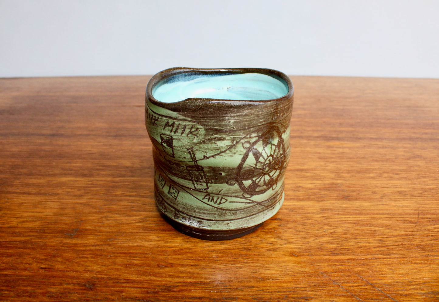 Bunko Baby Yunomi Teacup - Oh Baby - Fondle Roll - The Hopper & "Milk Milk Lemonade - Around the Corner Fudge is Made", Handcrafted Studio Pottery