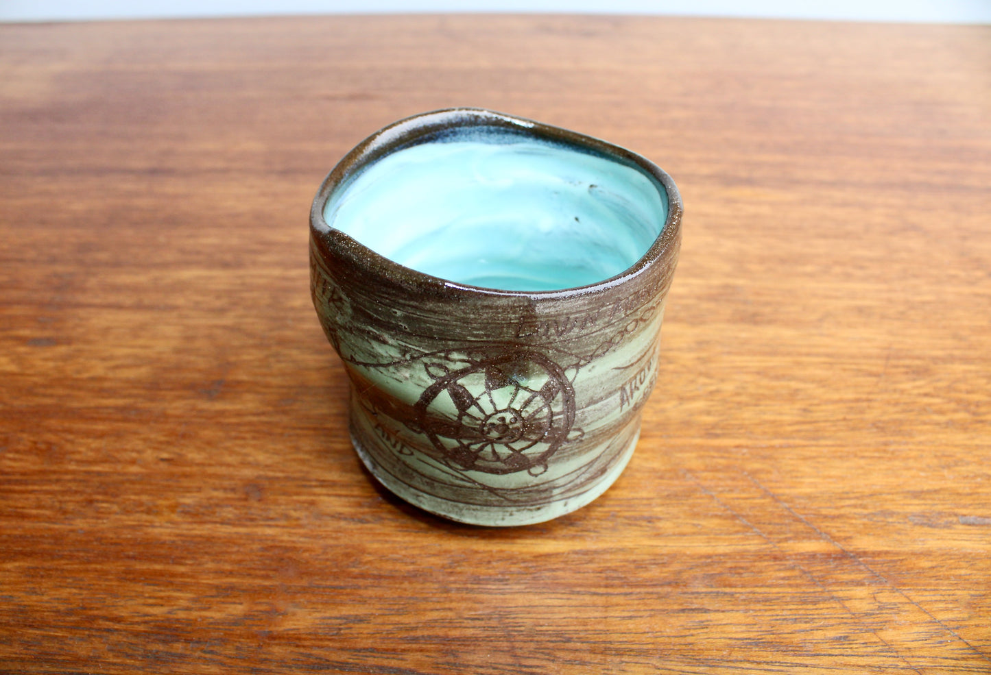 Bunko Baby Yunomi Teacup - Oh Baby - Fondle Roll - The Hopper & "Milk Milk Lemonade - Around the Corner Fudge is Made", Handcrafted Studio Pottery