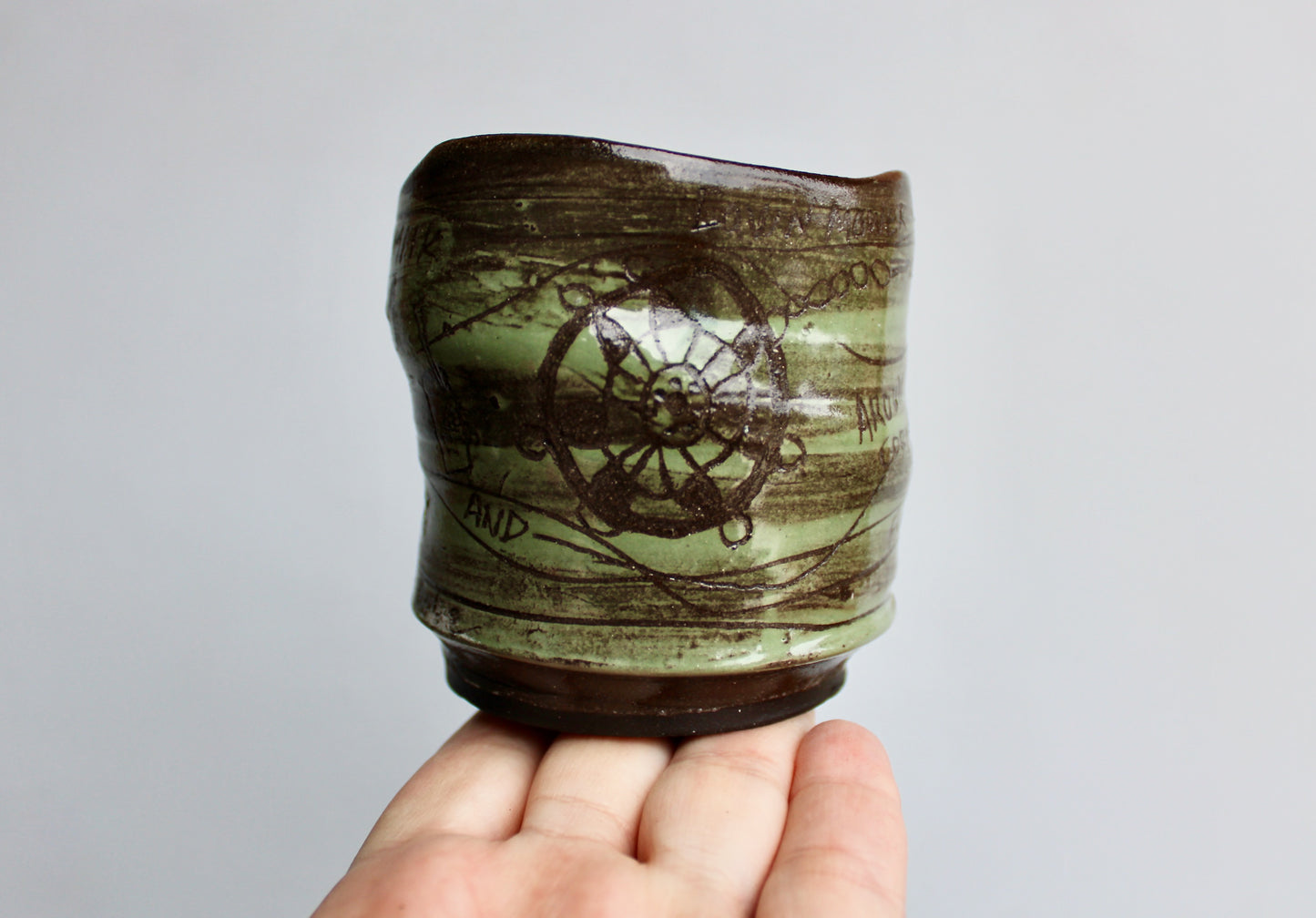 Bunko Baby Yunomi Teacup - Oh Baby - Fondle Roll - The Hopper & "Milk Milk Lemonade - Around the Corner Fudge is Made", Handcrafted Studio Pottery