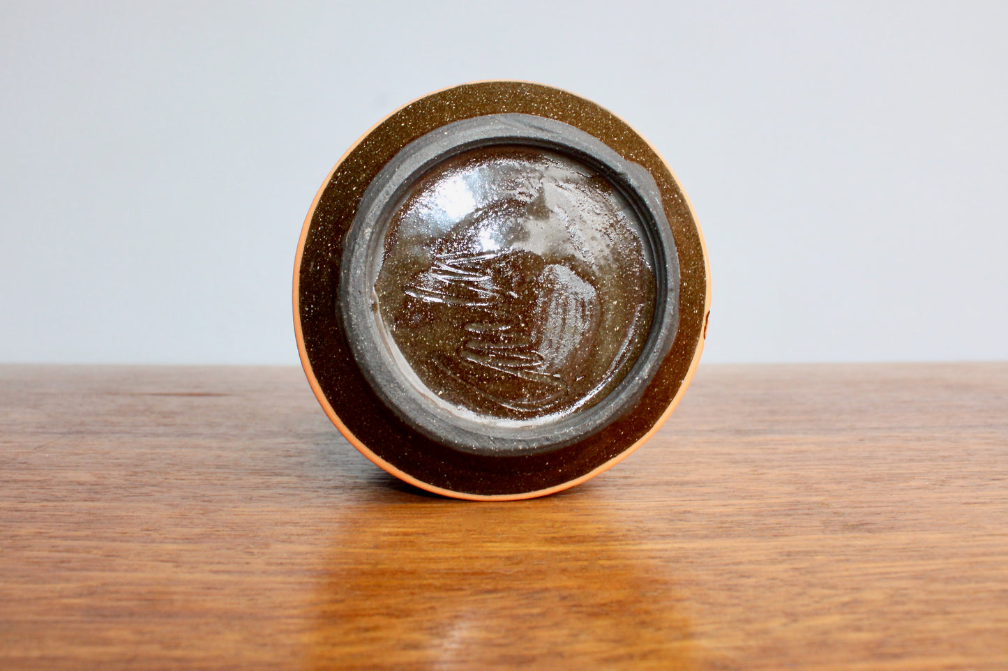 Bunko Babe Orangey Yunomi Tumbler "Yum Table Snacks" Bunco Dice Game Themed Teabowl - Handcrafted Studio Pottery