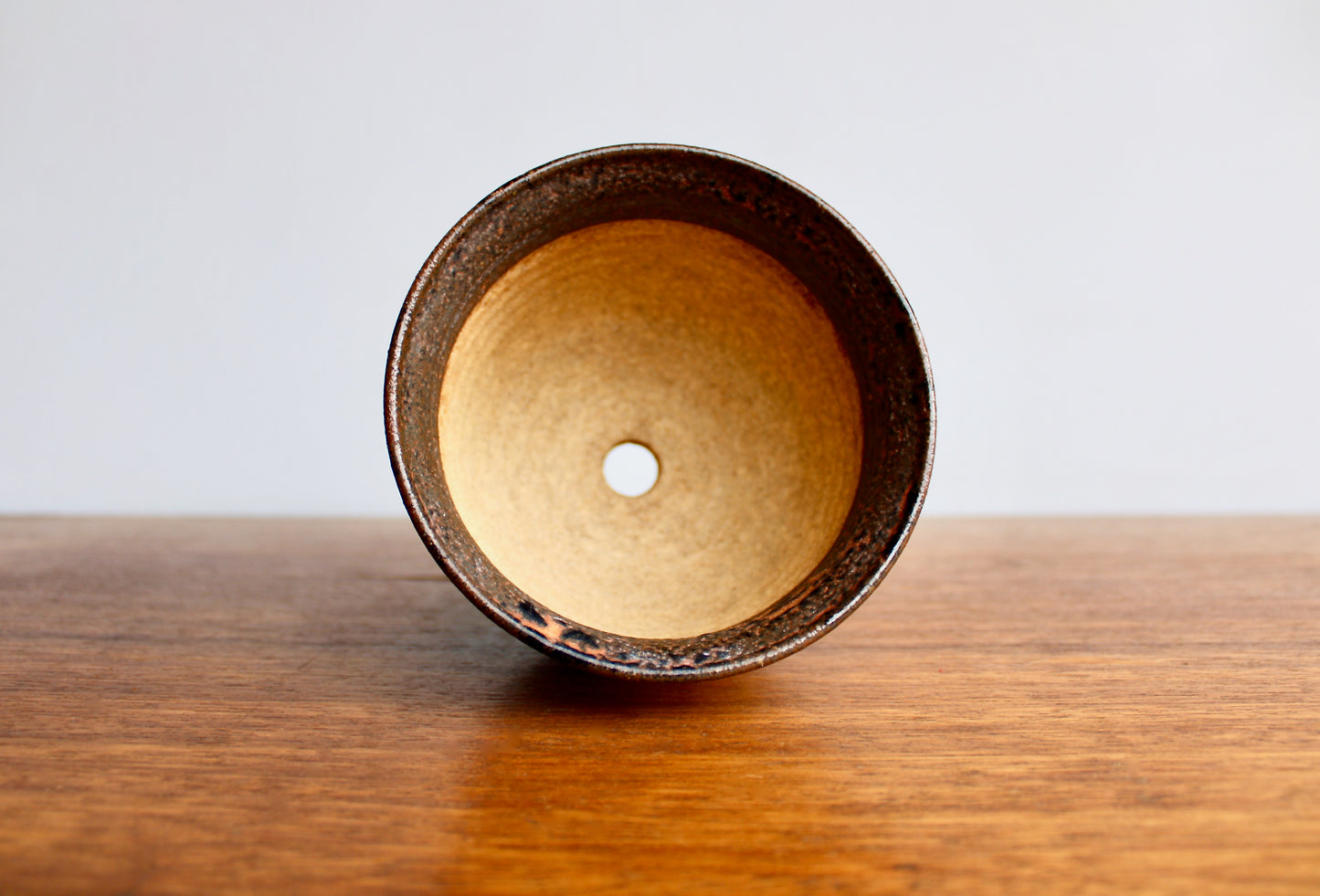 SOLD: Textured Planter w/ Controlled Volcanic Rim - Vintage Handcrafted Studio Pottery