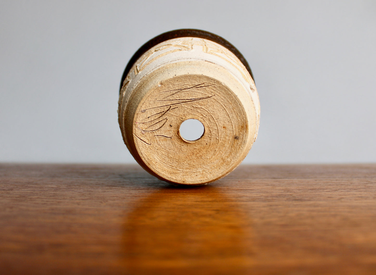 SOLD: Textured Planter w/ Controlled Volcanic Rim - Vintage Handcrafted Studio Pottery