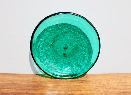 SOLD:  1950s Blenko 988L Sea Green Plate Form in Pale Emerald or Seafoam Green w/ Lovely Suspended Bubble by Blenko Glass Company of West Virginia