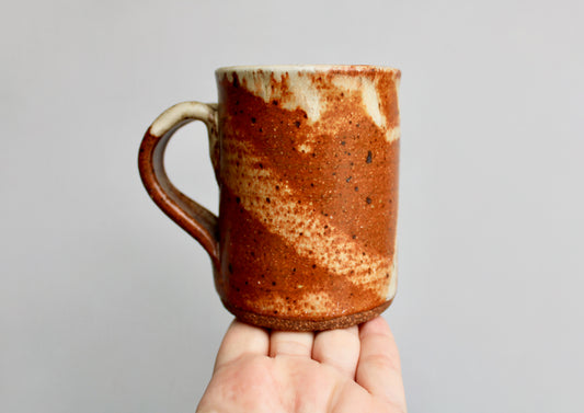Classic Shino Glaze Stoneware Mug w/ a 11oz Capacity Handcrafted Vtg Studio Pottery Mug