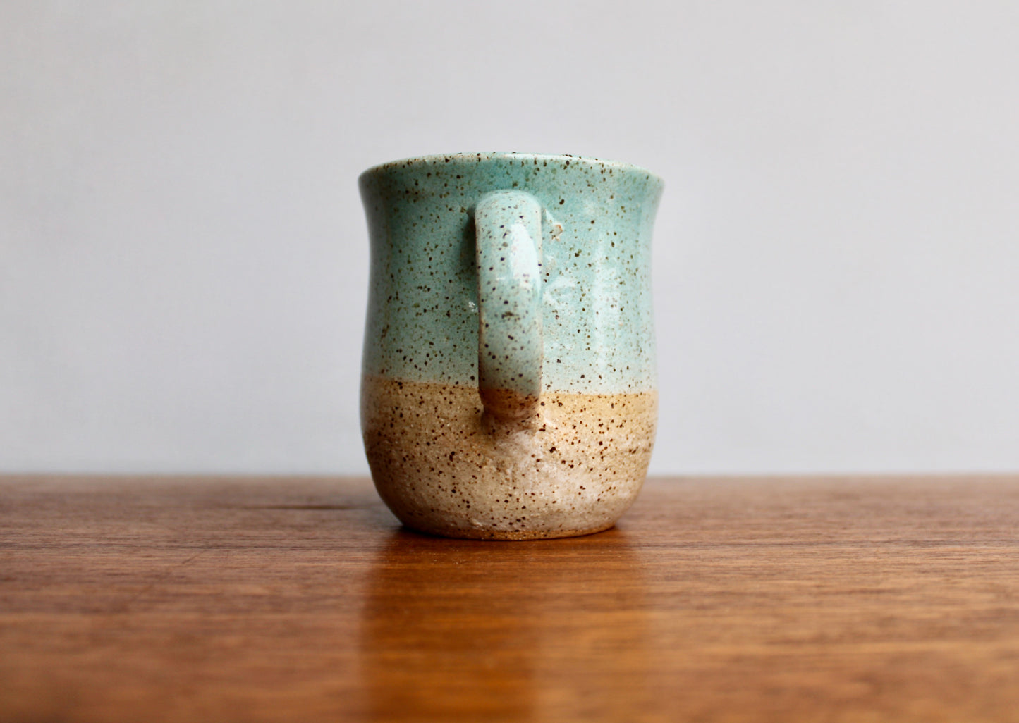 Stunning KH Stoneware Mug, Lightly Textured Semi-Gloss Sea-Green, Handcrafted Studio Pottery