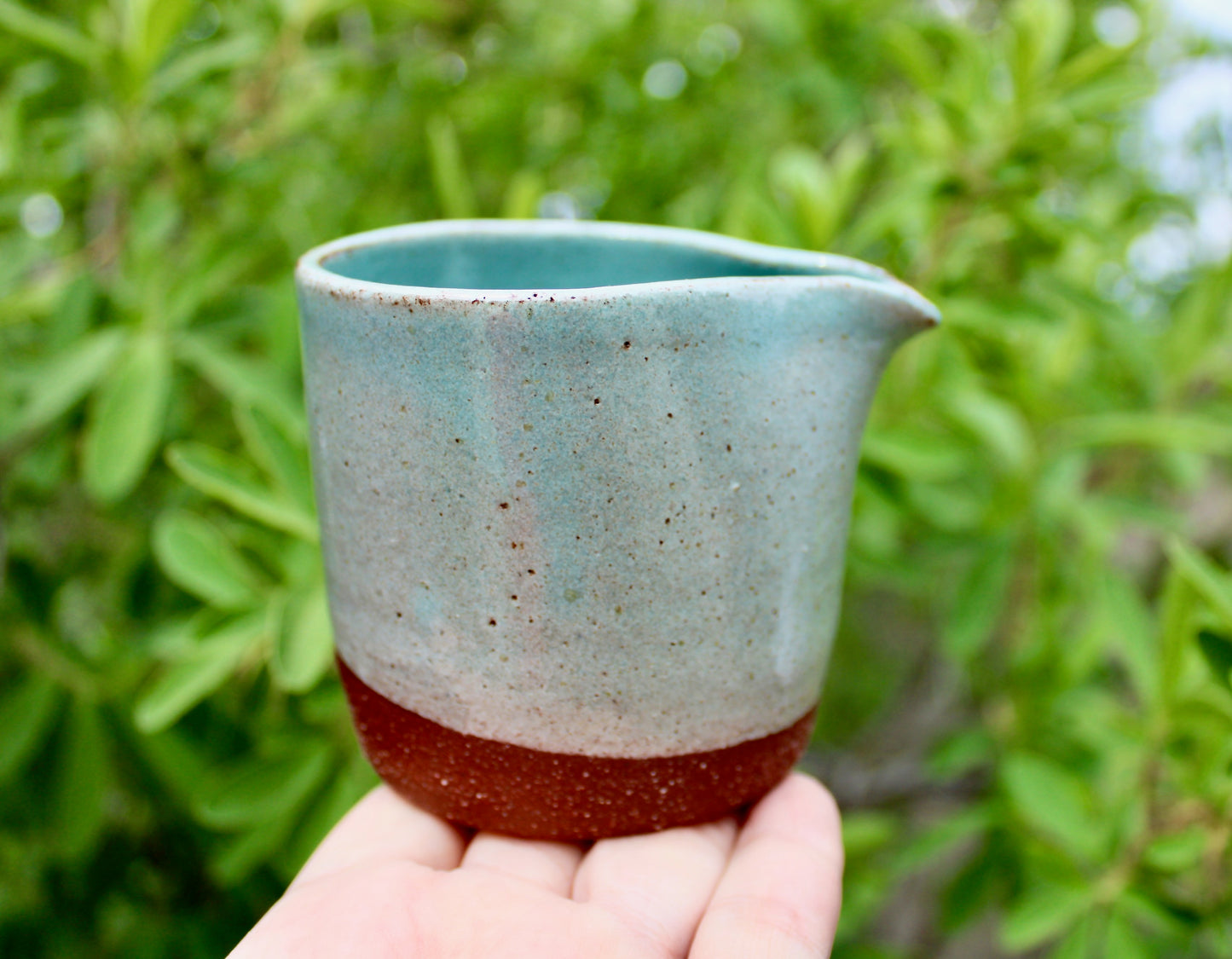 SOLD:  Modern Tea-Pourer Textured Semi-Gloss Blue-Green, Handcrafted Studio Pottery