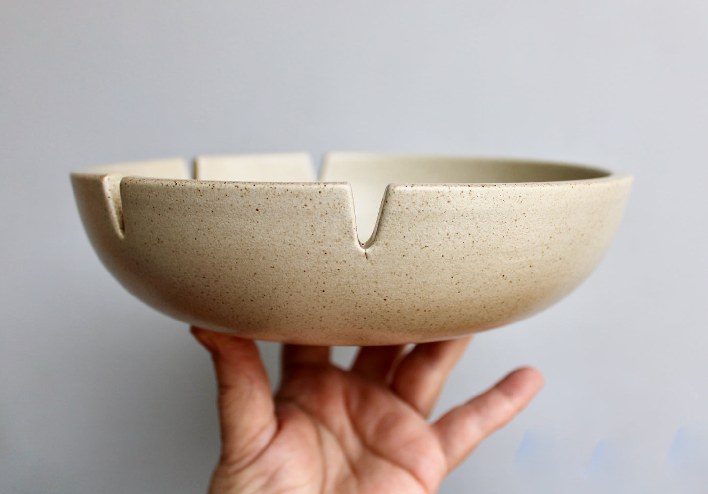 Early (Pre 1949) Sand Glazed 6-Slot Safety Ashtray -  Heath Ceramics Large 8.5 in Lovely Original Condition - Flaw