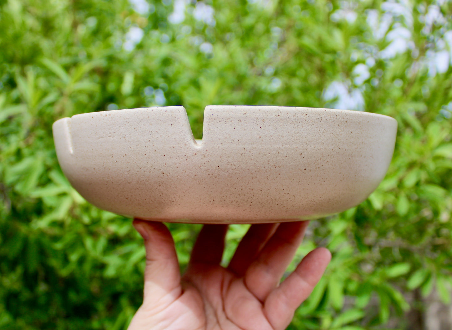 Early (Pre 1949) Sand Glazed 6-Slot Safety Ashtray -  Heath Ceramics Large 8.5 in Lovely Original Condition - Flaw