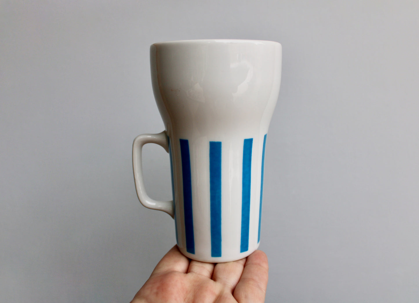 "Everyone Loves Ice Cream and Candy" 3 Beautiful Schmid Tackett - Large Mugs Designed by LaGardo Tackett, Mid Century Modern Tableware, Blue Stripe Porcelain
