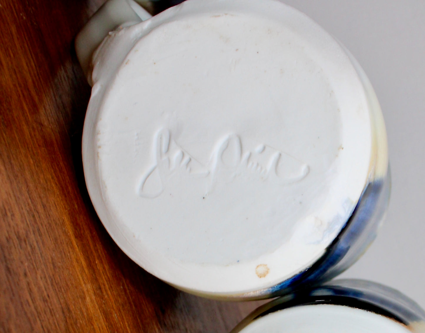 Set of 4 Handcrafted Porcelain Mugs - Modern Tableware, Blue & Creamy-Yellow Glazes on Porcelain