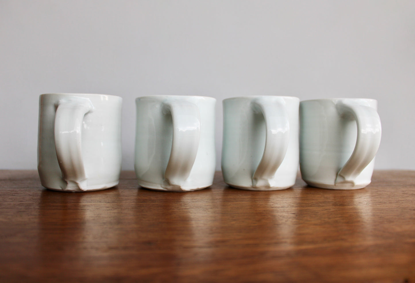 Set of 4 Handcrafted Porcelain Mugs - Modern Tableware, Blue & Creamy-Yellow Glazes on Porcelain