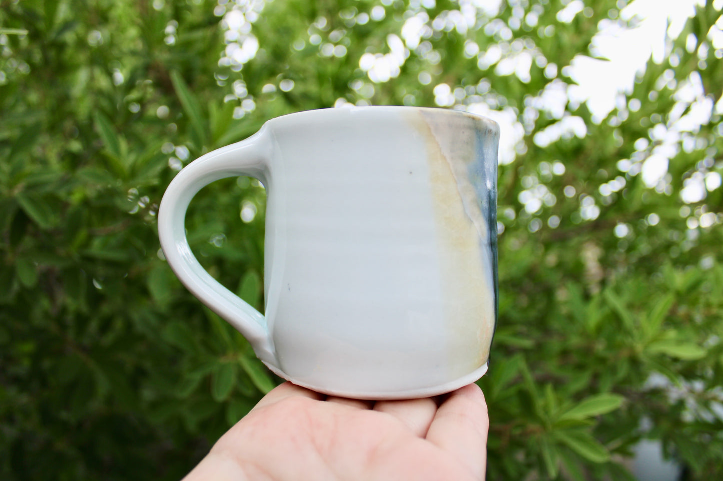 Set of 4 Handcrafted Porcelain Mugs - Modern Tableware, Blue & Creamy-Yellow Glazes on Porcelain
