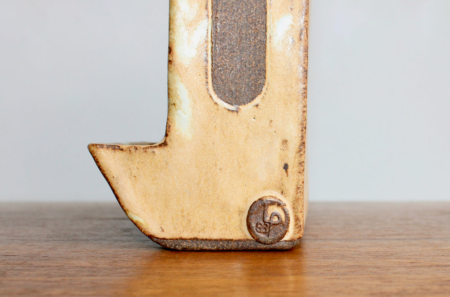 6.5" Handcrafted Match Strike & Holder Shino Glazed Studio Pottery, Drill Holes for Wall Mounting