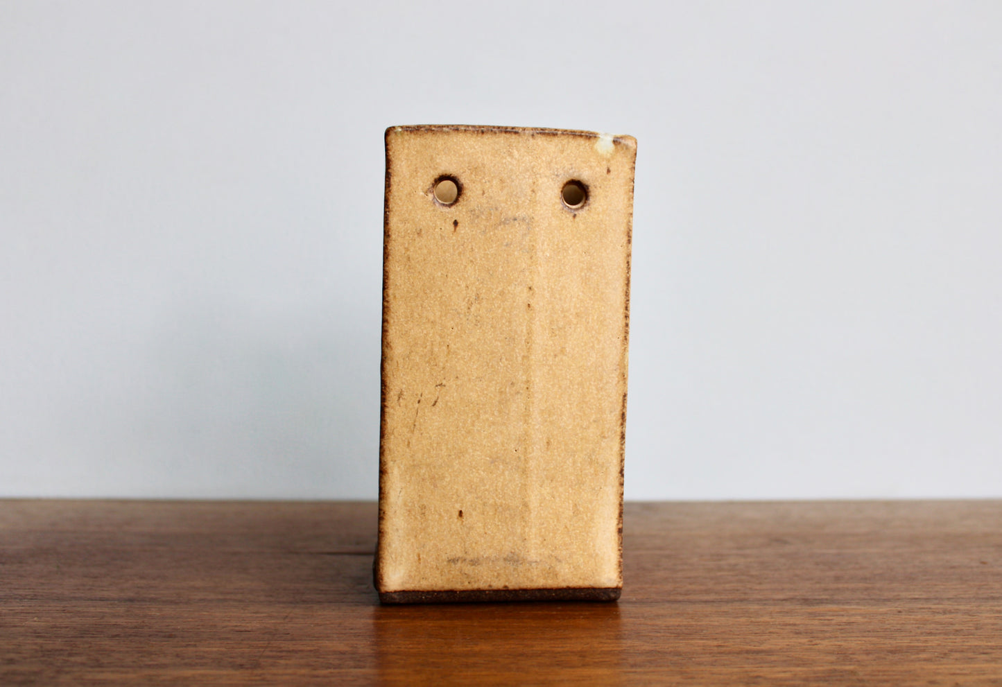 6.5" Handcrafted Match Strike & Holder Shino Glazed Studio Pottery, Drill Holes for Wall Mounting