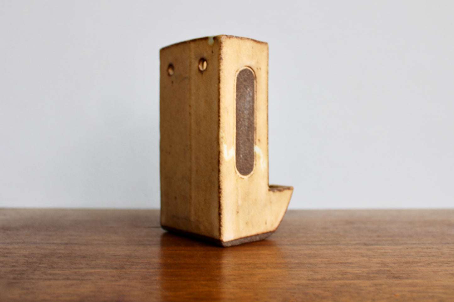 6.5" Handcrafted Match Strike & Holder Shino Glazed Studio Pottery, Drill Holes for Wall Mounting