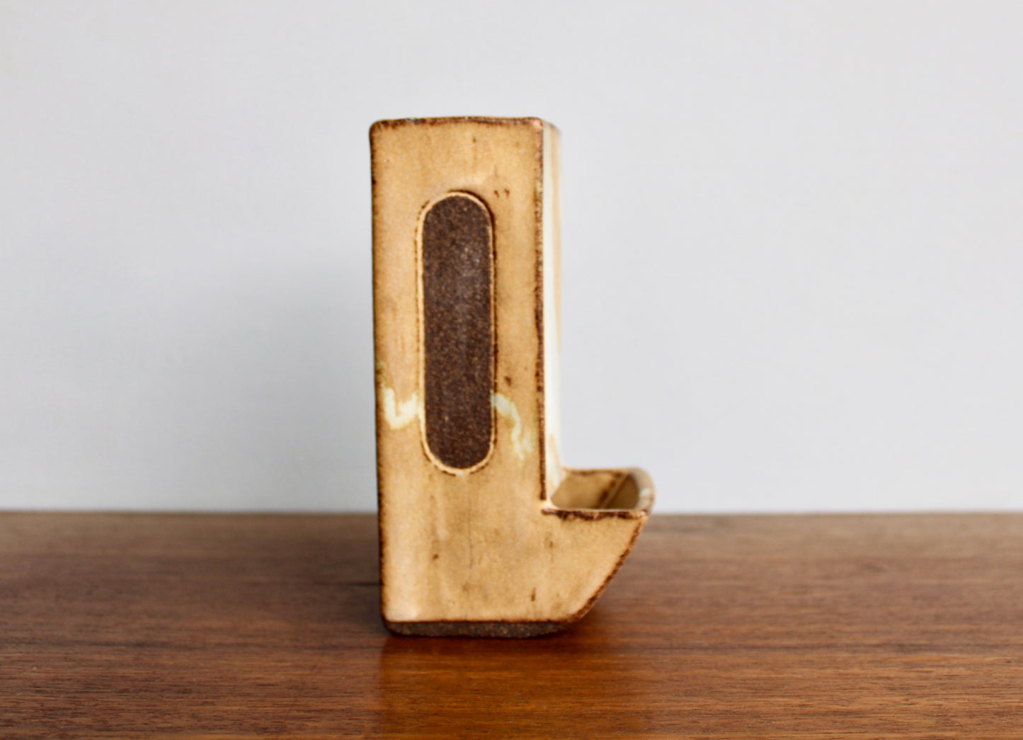 6.5" Handcrafted Match Strike & Holder Shino Glazed Studio Pottery, Drill Holes for Wall Mounting