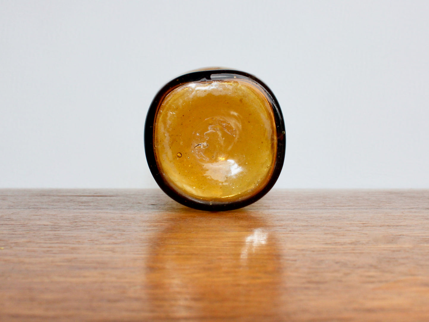 Blenko-Type 418S Gold Dimpled Tumbler, Vintage 5" Handcrafted Pinched Glass from West Virginia