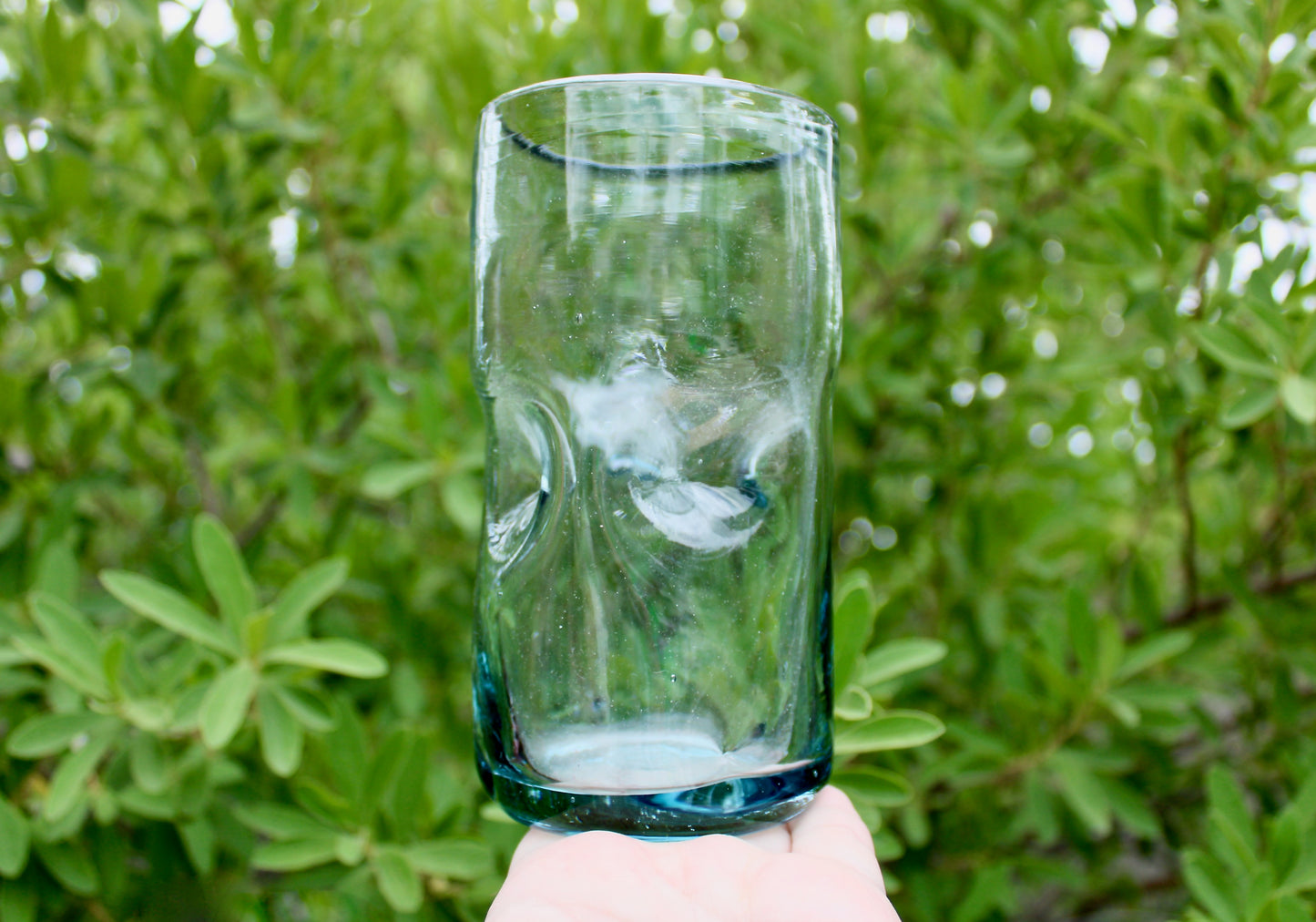 Blenko 418L 16oz Crystal Dimpled Tumbler, 6.13 inch Handcrafted 500ml capacity Pinched Glass