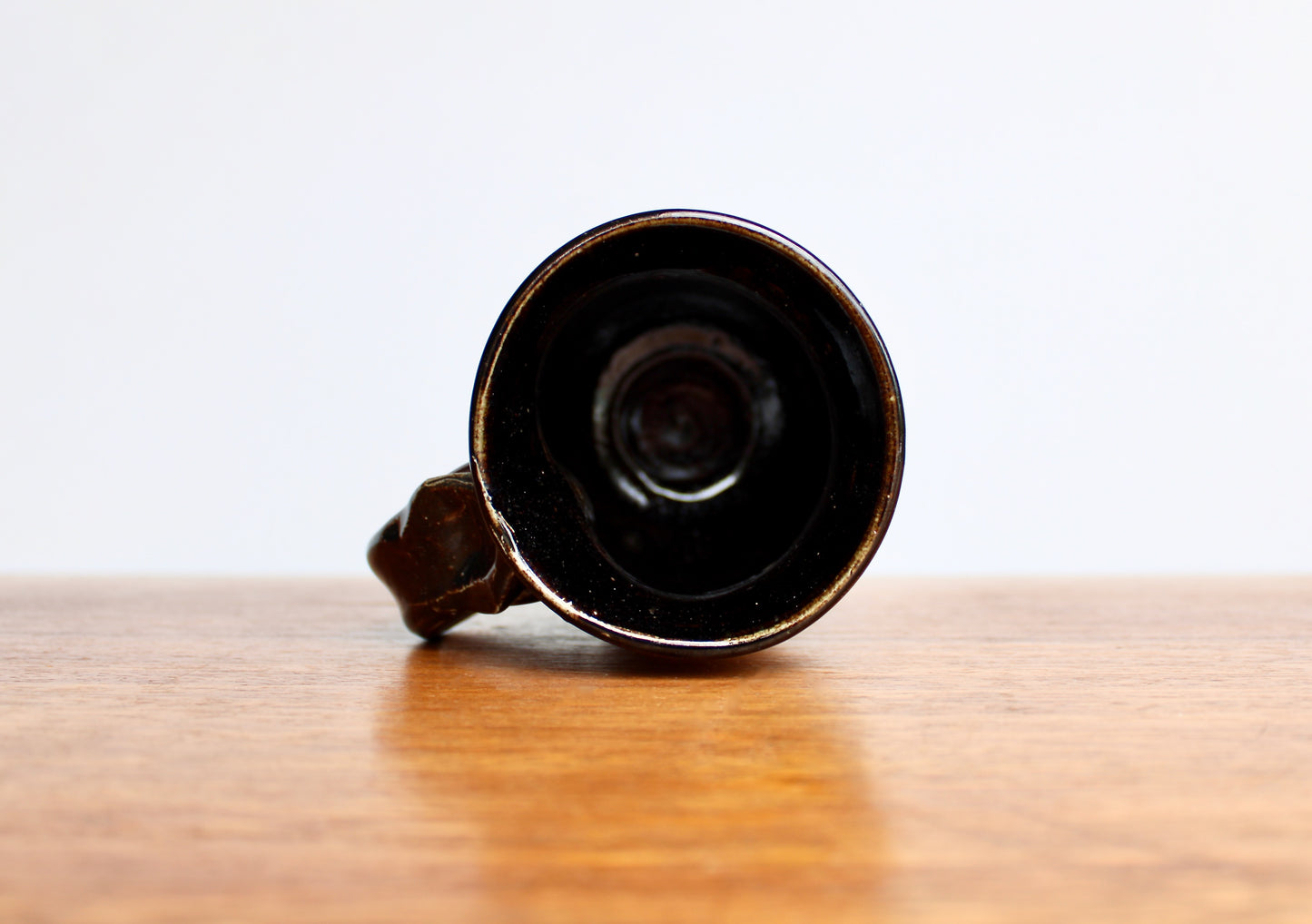 Large 25 oz Tenmoku Glazed Stoneware Tankard Mug, Glossy Iridescent Nearly Black Tenmoku Glazed Beer Mug, Handcrafted Studio Pottery