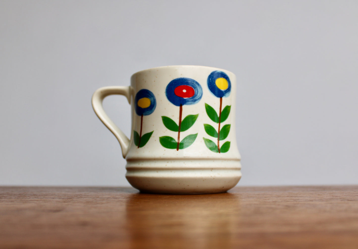 SOLD:  1970s Korean Lollipop Flower Mug, Large 400ml Capacity, Scandinavian Style 20th Century Korean Pottery