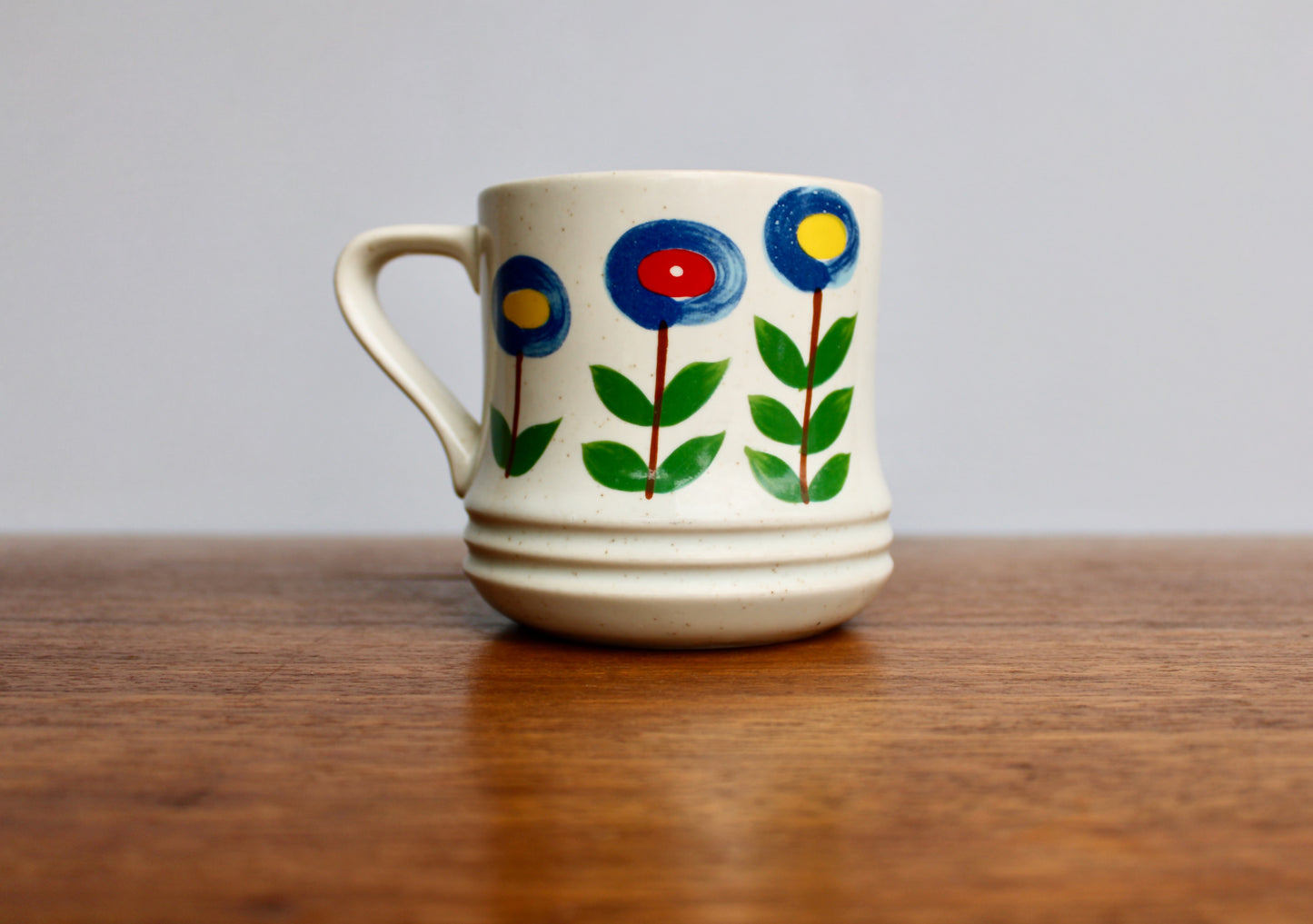 SOLD:  1970s Korean Lollipop Flower Mug, Large 400ml Capacity, Scandinavian Style 20th Century Korean Pottery