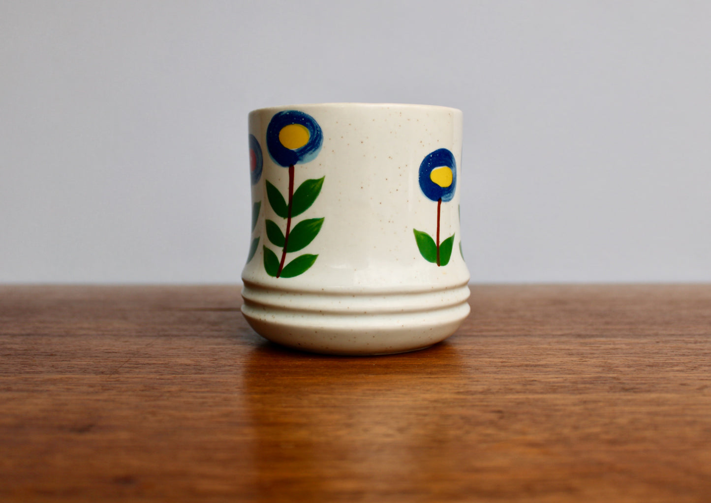 SOLD:  1970s Korean Lollipop Flower Mug, Large 400ml Capacity, Scandinavian Style 20th Century Korean Pottery