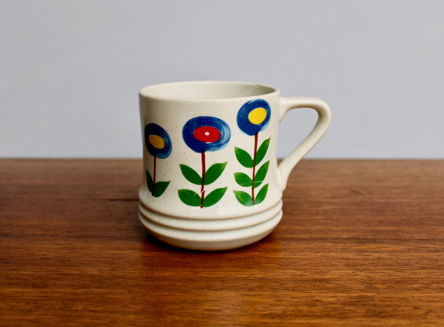SOLD:  1970s Korean Lollipop Flower Mug, Large 400ml Capacity, Scandinavian Style 20th Century Korean Pottery