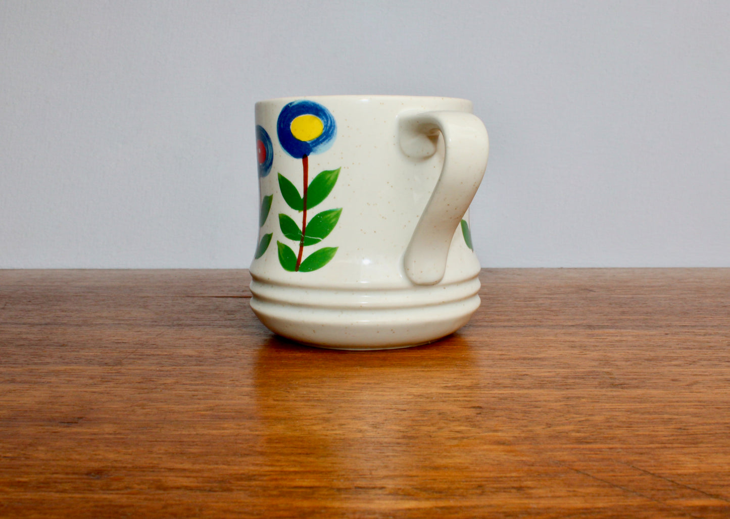 SOLD:  1970s Korean Lollipop Flower Mug, Large 400ml Capacity, Scandinavian Style 20th Century Korean Pottery