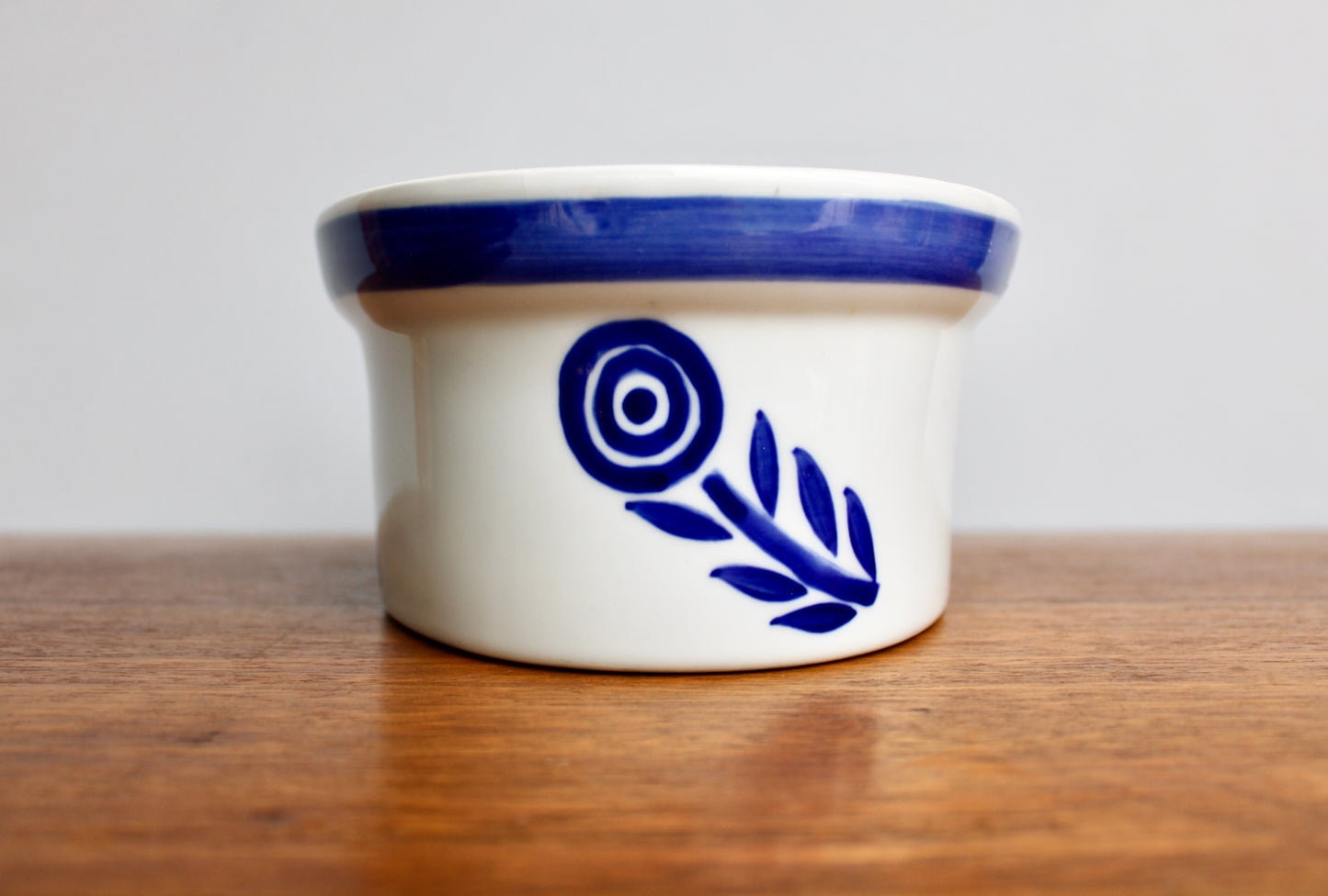 Mid 20th Century Blue Flower 9" Lidded Porcelain Casserole, Beautiful & Useful Vtg Danish Design, Crafted in 20th Century Scandinavia