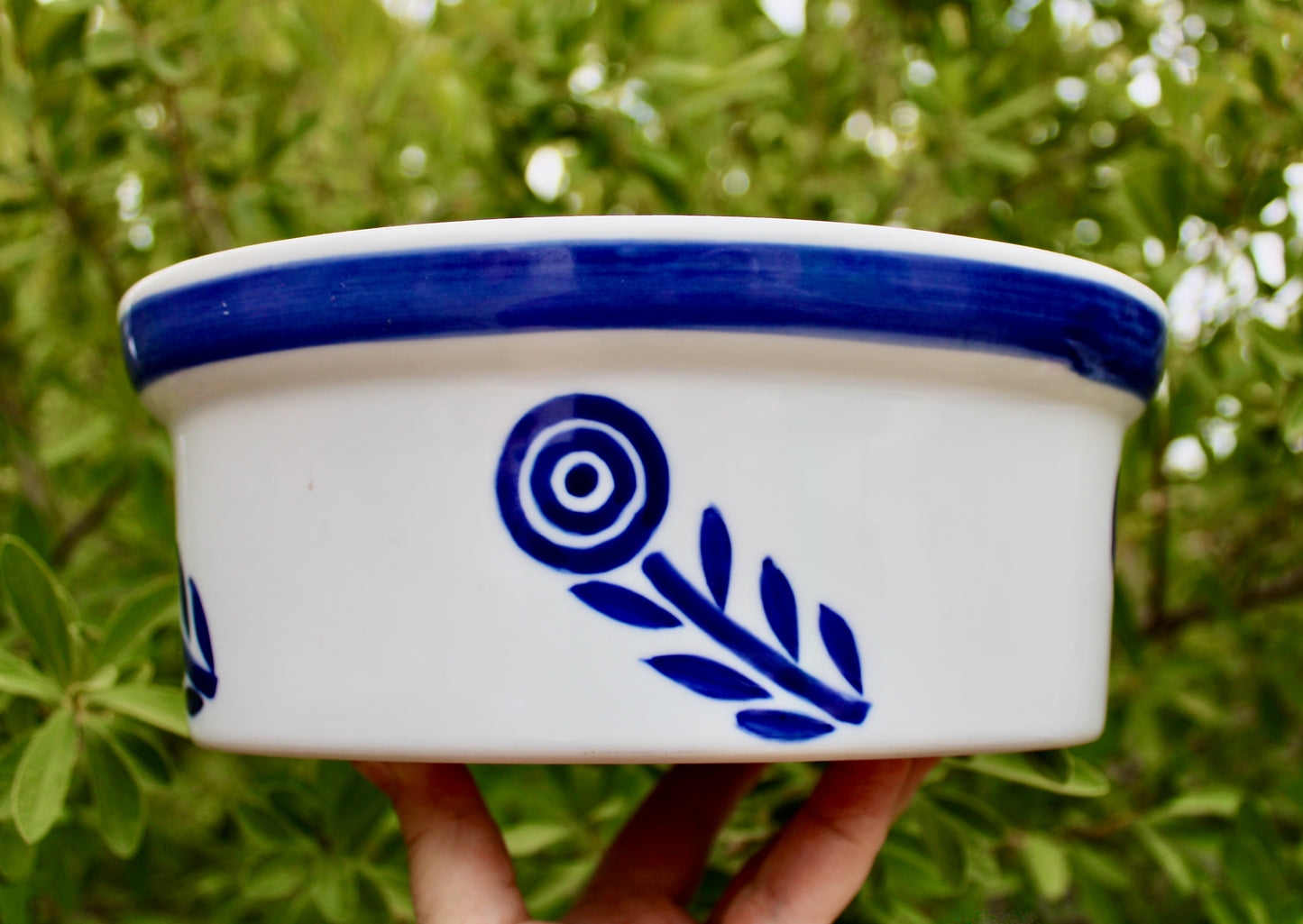 Mid 20th Century Blue Flower 9" Lidded Porcelain Casserole, Beautiful & Useful Vtg Danish Design, Crafted in 20th Century Scandinavia