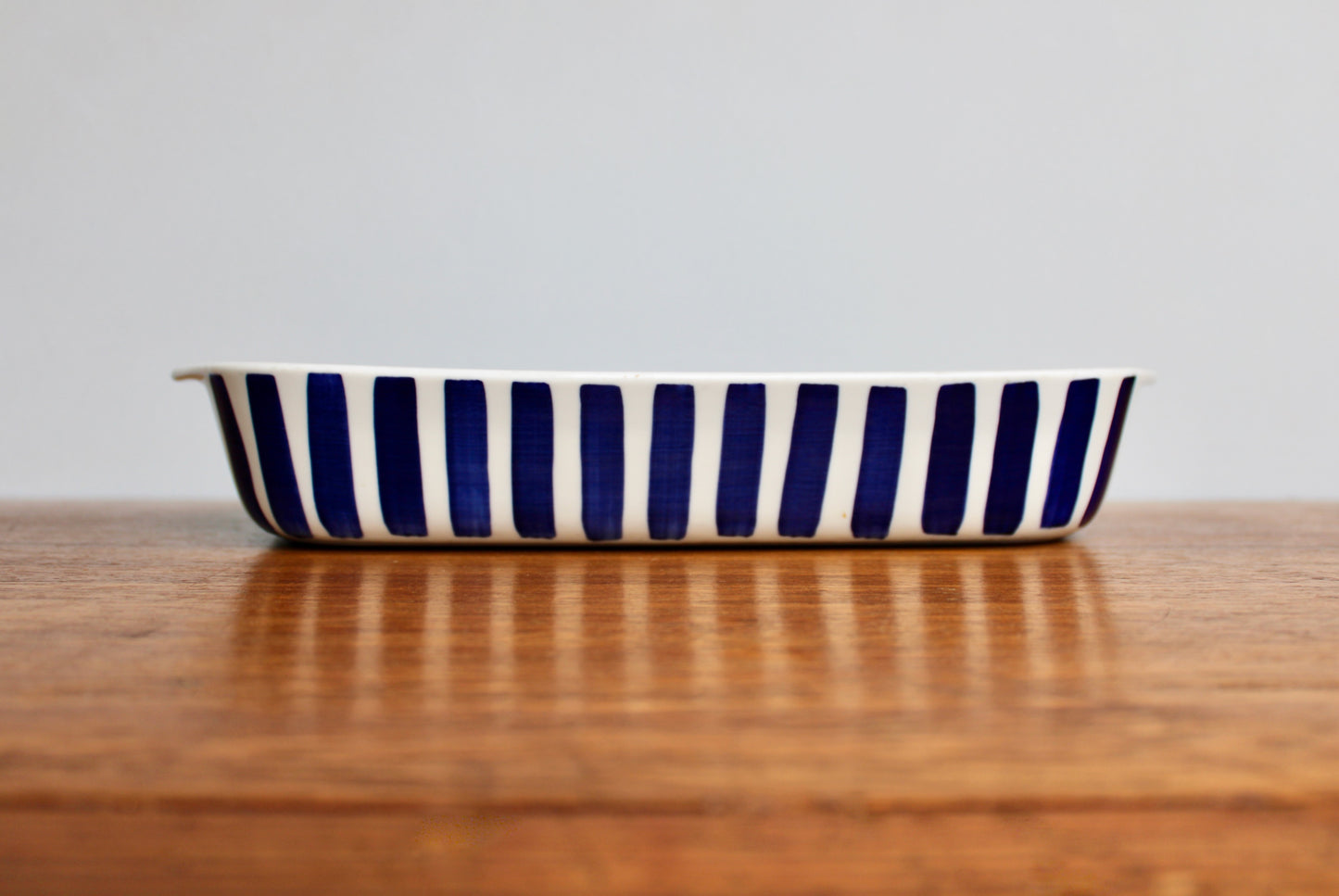 Lyngby Denmark Blue Stripe 12" Baking, Vtg Danish Modern Being Both Beautiful & Useful - Crafted in 20th Century Denmark