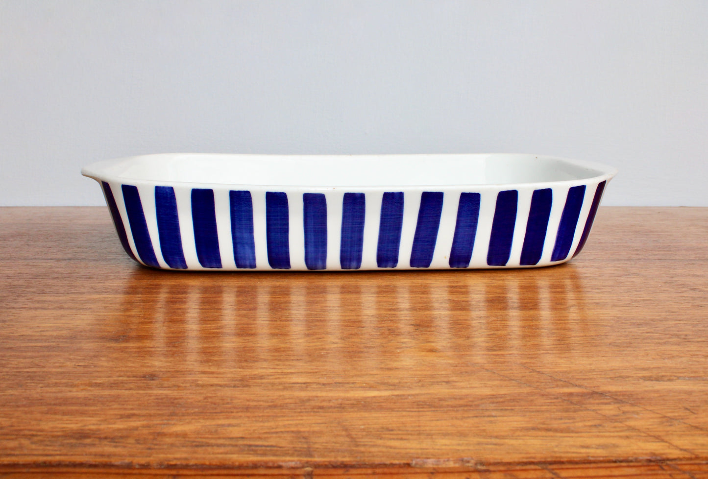 Lyngby Denmark Blue Stripe 12" Baking, Vtg Danish Modern Being Both Beautiful & Useful - Crafted in 20th Century Denmark