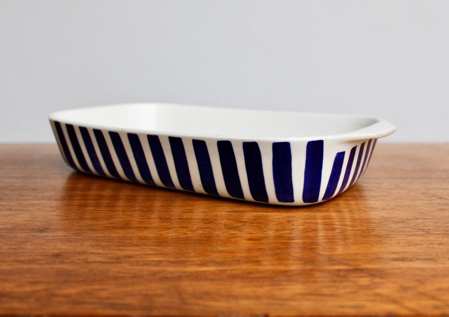 Lyngby Denmark Blue Stripe 12" Baking, Vtg Danish Modern Being Both Beautiful & Useful - Crafted in 20th Century Denmark
