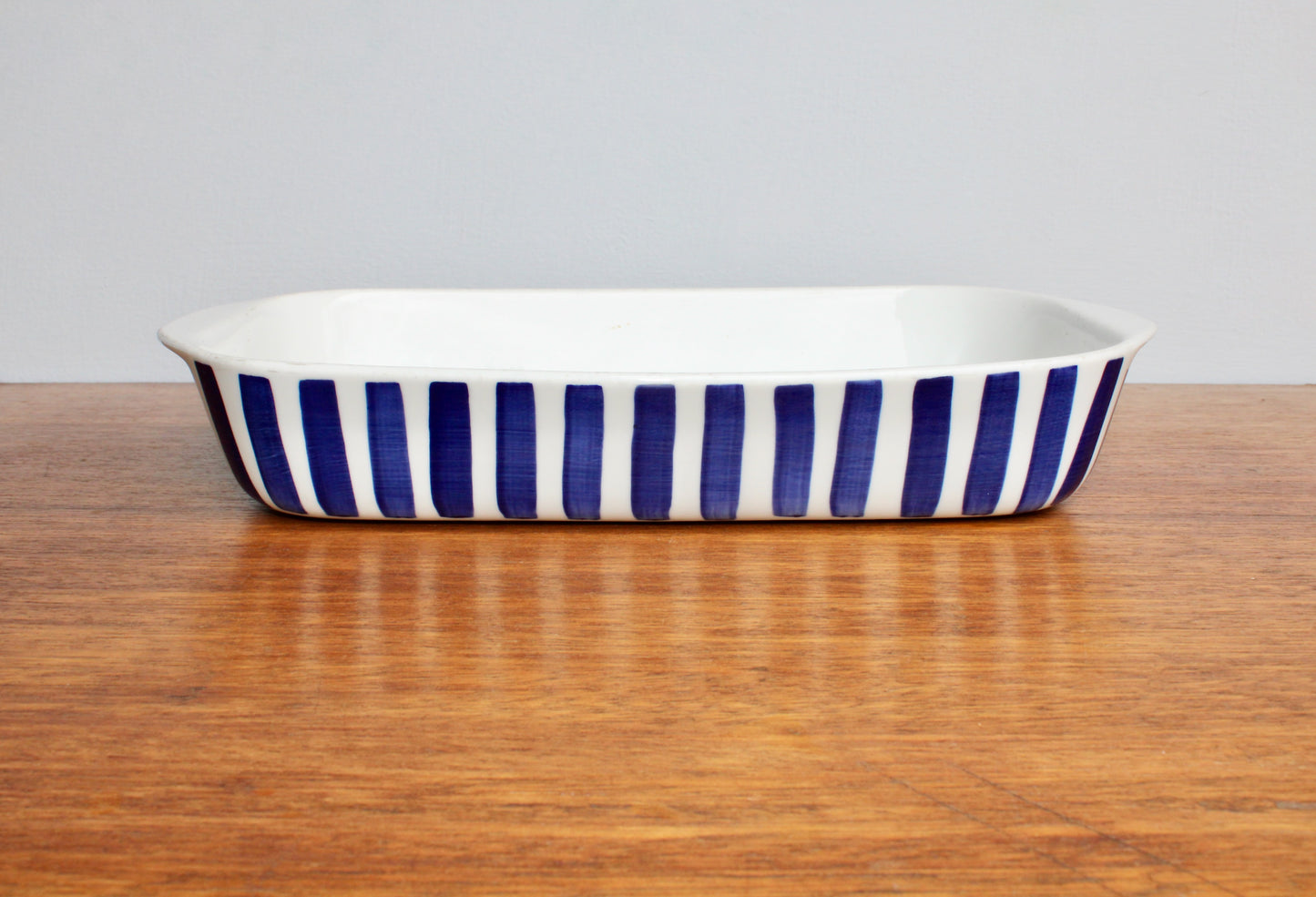 Lyngby Denmark Blue Stripe 12" Baking, Vtg Danish Modern Being Both Beautiful & Useful - Crafted in 20th Century Denmark