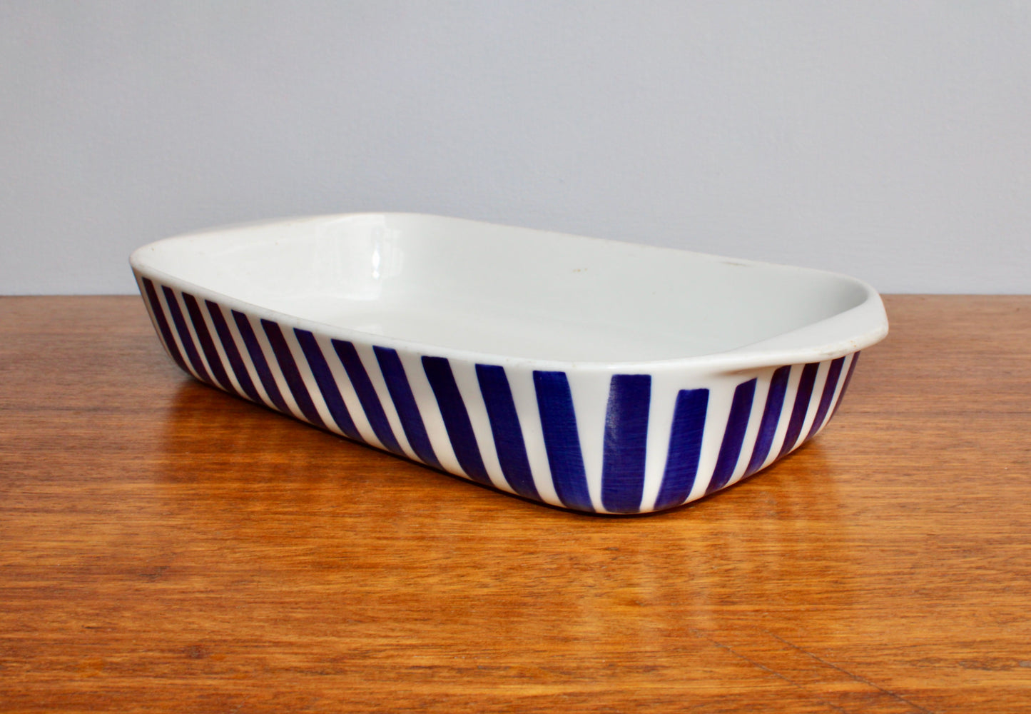 Lyngby Denmark Blue Stripe 12" Baking, Vtg Danish Modern Being Both Beautiful & Useful - Crafted in 20th Century Denmark