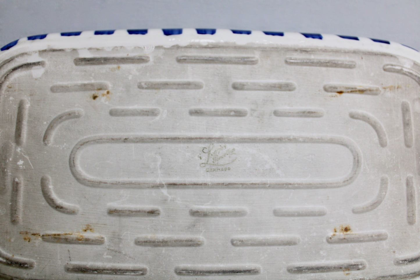 Lyngby Denmark Blue Stripe 12" Baking, Vtg Danish Modern Being Both Beautiful & Useful - Crafted in 20th Century Denmark