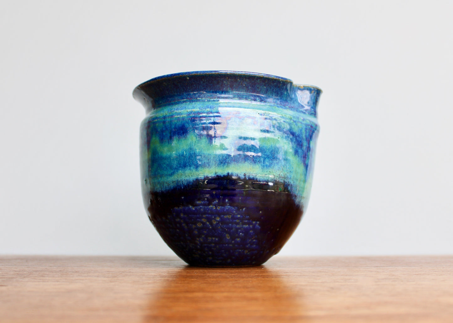 Michael Nowack Pottery - Large Batter Pourer Set in Glassy Marbled Blues w/ Deep-Blue Frog Glaze on Stoneware, Master Potter of Tucson Arizona - Handcrafted Studio Pottery