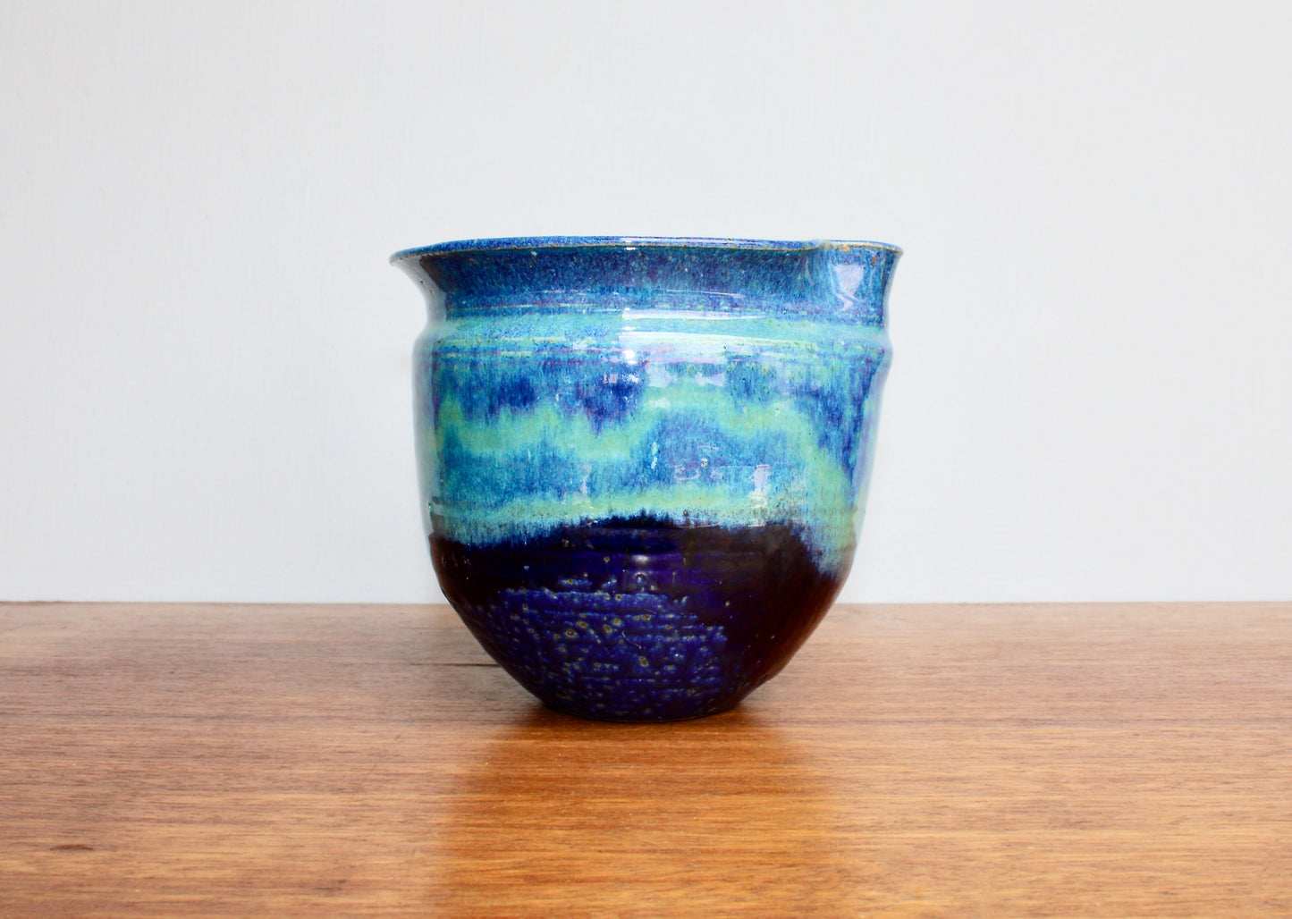 Michael Nowack Pottery - Large Batter Pourer Set in Glassy Marbled Blues w/ Deep-Blue Frog Glaze on Stoneware, Master Potter of Tucson Arizona - Handcrafted Studio Pottery