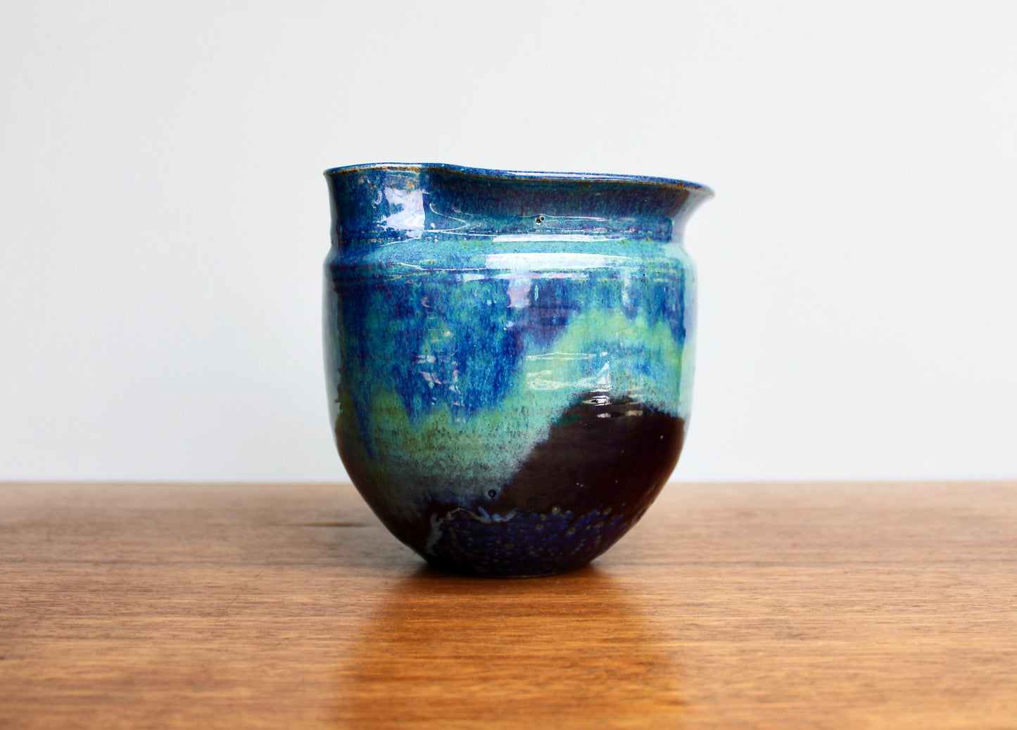 Michael Nowack Pottery - Large Batter Pourer Set in Glassy Marbled Blues w/ Deep-Blue Frog Glaze on Stoneware, Master Potter of Tucson Arizona - Handcrafted Studio Pottery