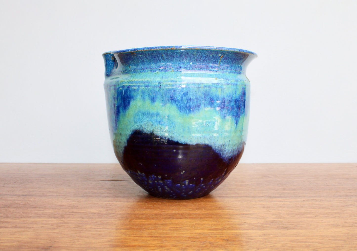 Michael Nowack Pottery - Large Batter Pourer Set in Glassy Marbled Blues w/ Deep-Blue Frog Glaze on Stoneware, Master Potter of Tucson Arizona - Handcrafted Studio Pottery