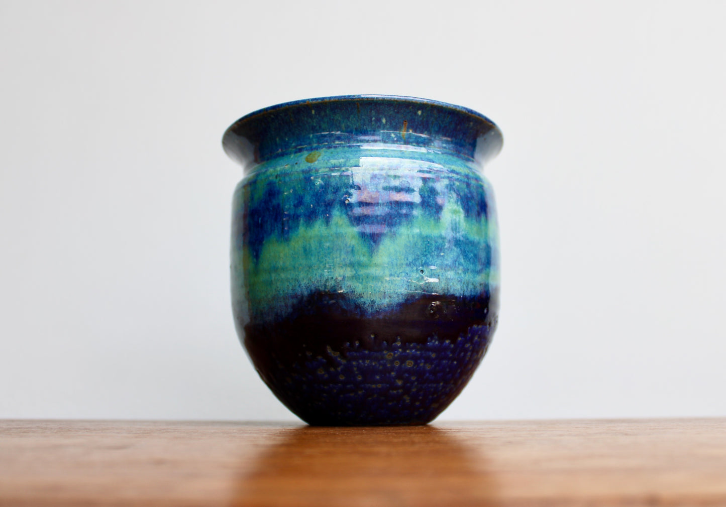 Michael Nowack Pottery - Large Batter Pourer Set in Glassy Marbled Blues w/ Deep-Blue Frog Glaze on Stoneware, Master Potter of Tucson Arizona - Handcrafted Studio Pottery