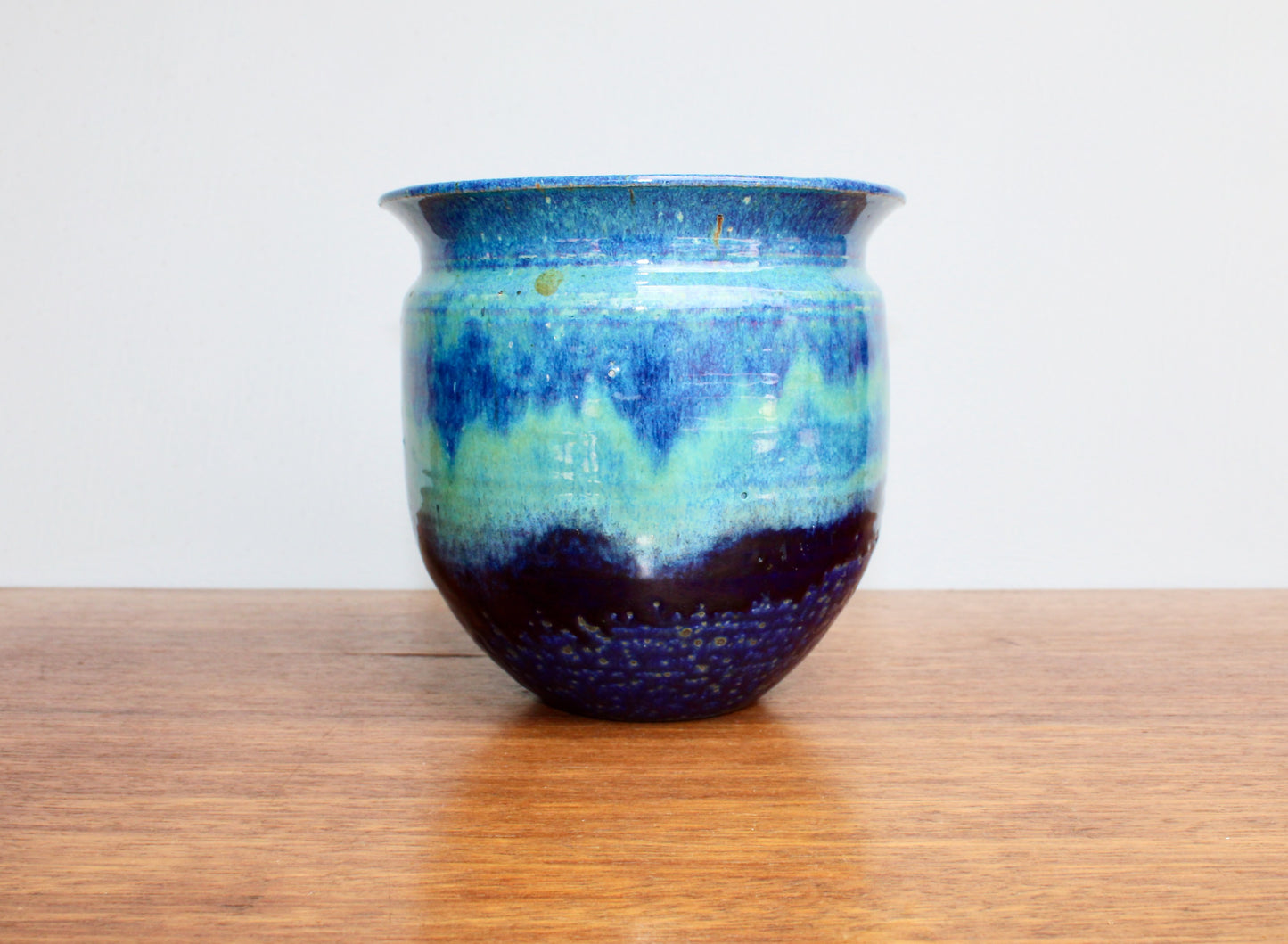 Michael Nowack Pottery - Large Batter Pourer Set in Glassy Marbled Blues w/ Deep-Blue Frog Glaze on Stoneware, Master Potter of Tucson Arizona - Handcrafted Studio Pottery