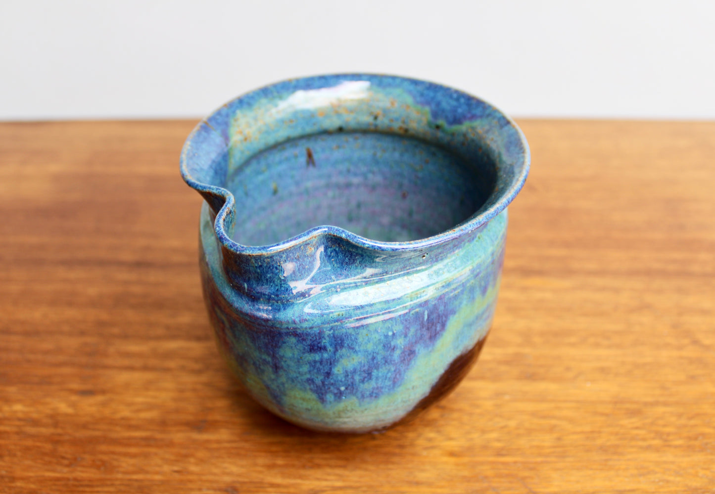 Michael Nowack Pottery - Large Batter Pourer Set in Glassy Marbled Blues w/ Deep-Blue Frog Glaze on Stoneware, Master Potter of Tucson Arizona - Handcrafted Studio Pottery